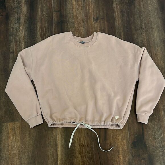 VUORI Restore Crew Sweatshirt in Dogwood Pink size Large EUC Light Cozy Soft Tie - Picture 8 of 9